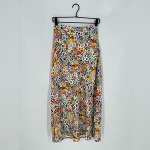Staud Runway Collection Sample Retro Abstract Maxi Skirt In White Millefiori